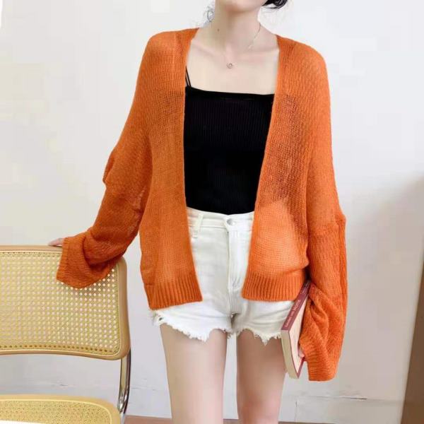 Женский солнцезащитный кардиган, ленивый свободный повседневный летний вязаный однотонный кардиган