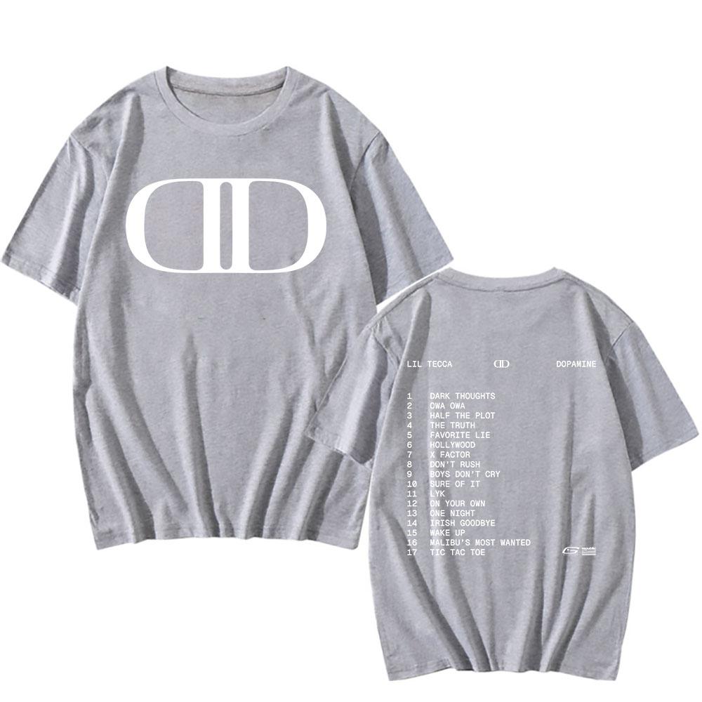 Lil Tecca DOPAMINE Футболка с альбомом, рэперский графический принт, модные футболки, футболка с коротким рукавом, хлопковая футболка, унисекс, уличная одежда, хип-хоп, мужские футболки