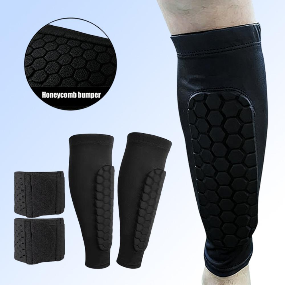 1Pair Honeycomb Shin Guards Ski Leg Pads Breathable Anti Collision Soccer Basketball Cycling Protective Elastic Sport Leggings