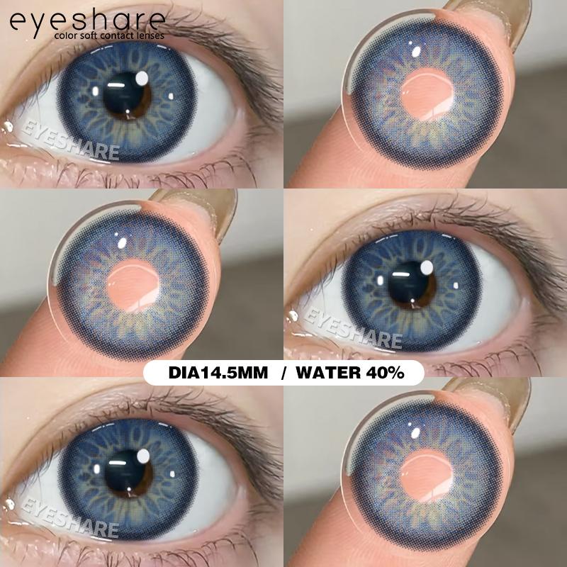 Eyeshare Blue Lenses 1 Pair Colored Pupils for Eyes Fashion Beauty Lenses Color Contact Lenses Big Eyes Colorcon Lenses for Woman