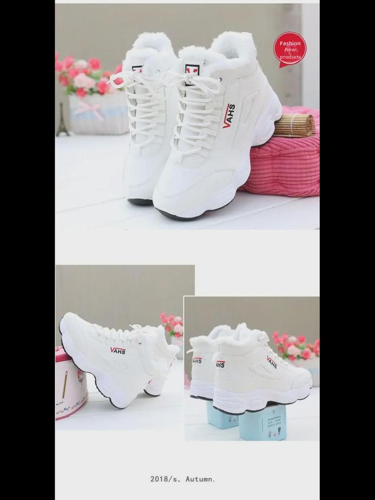 Women's High-Top Velvet Winter Shoes - 2023 Warm, Thick-Soled Casual Sneakers for Students