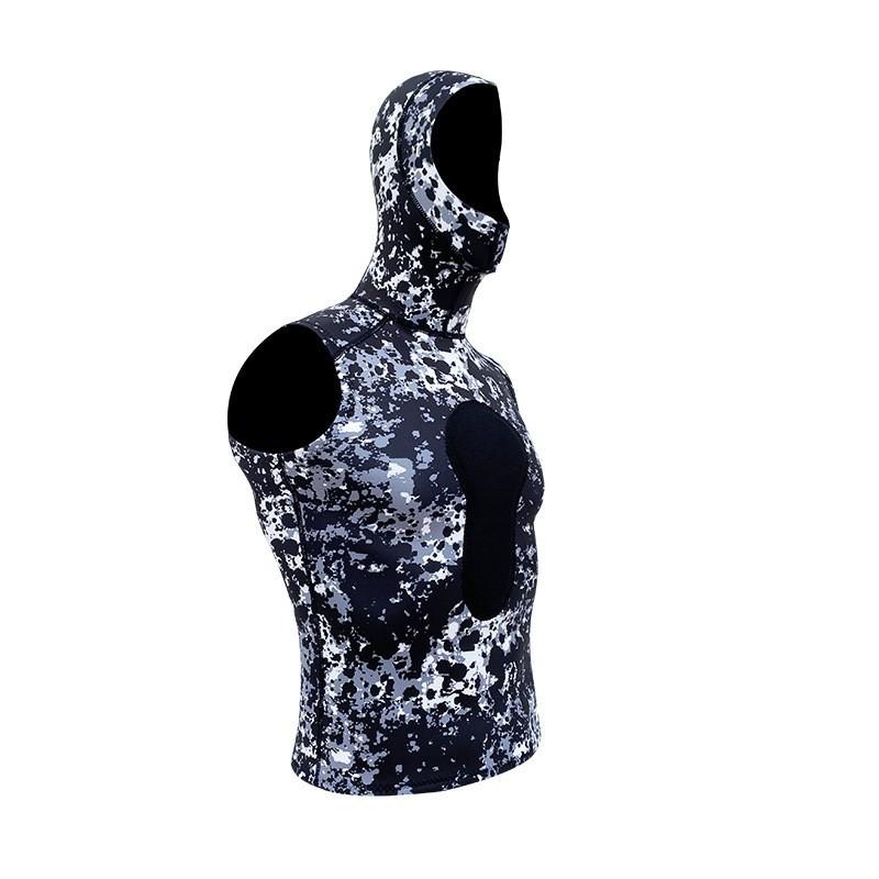 MYLEDI 1.5mm Camo Hooded Wetsuit Top Men Snorkeling Diving Swimming Spring Fall Summer Water Sports