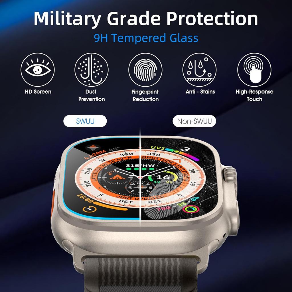 Tempered Glass Film Quick Pasting For Apple Watch Ultra 3/2/1 49mm Easy To Install Screen Glass Protective Film Ultra 3-2-1 49mm