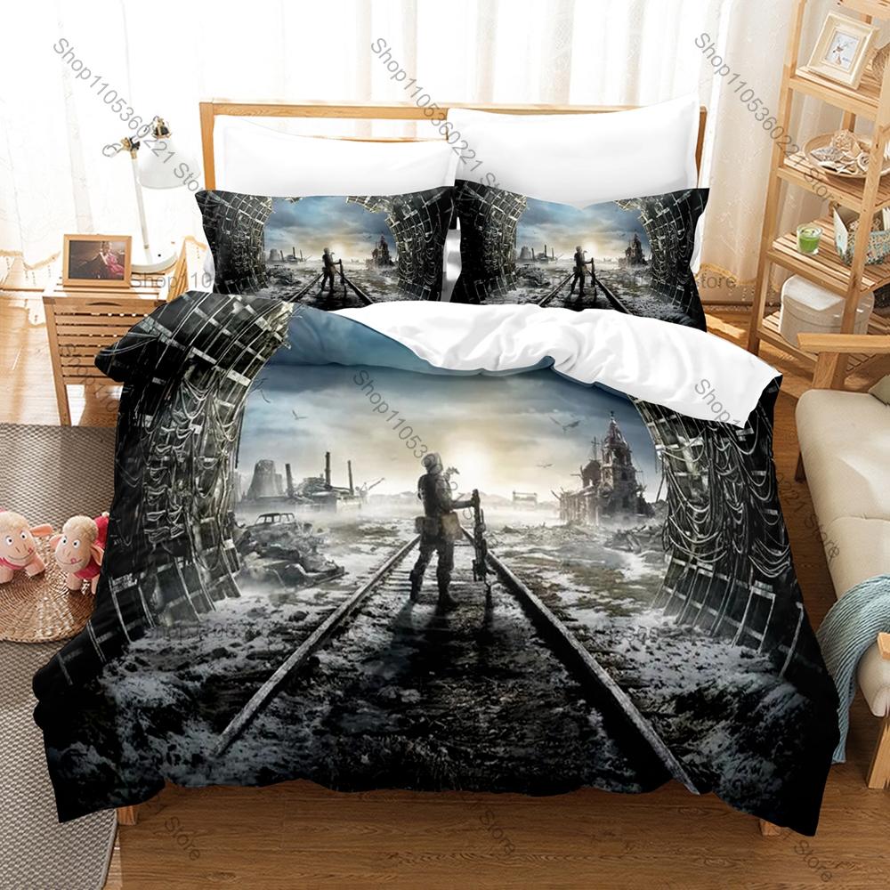 Персональность Metro Exodus Тема Игры Комплект постельного белья Новый Микрофибра Пододеяльник Наволочка Мягкое постельное белье для спальни геймера Gi