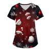 Women's Fashion V-neck Short Sleeve Workwear With Pockets Christmas Printed Tops