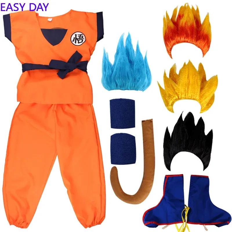 NEW Adults Kids Goku Cosplay Costumes For Boys Men Krillin Training Clothes Suit Outfits Son Goku Super Saiyan Wig Party Costume