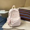 Solid Color School Bag Backpack Large Capacity Middle Schoolers Gift Unisex