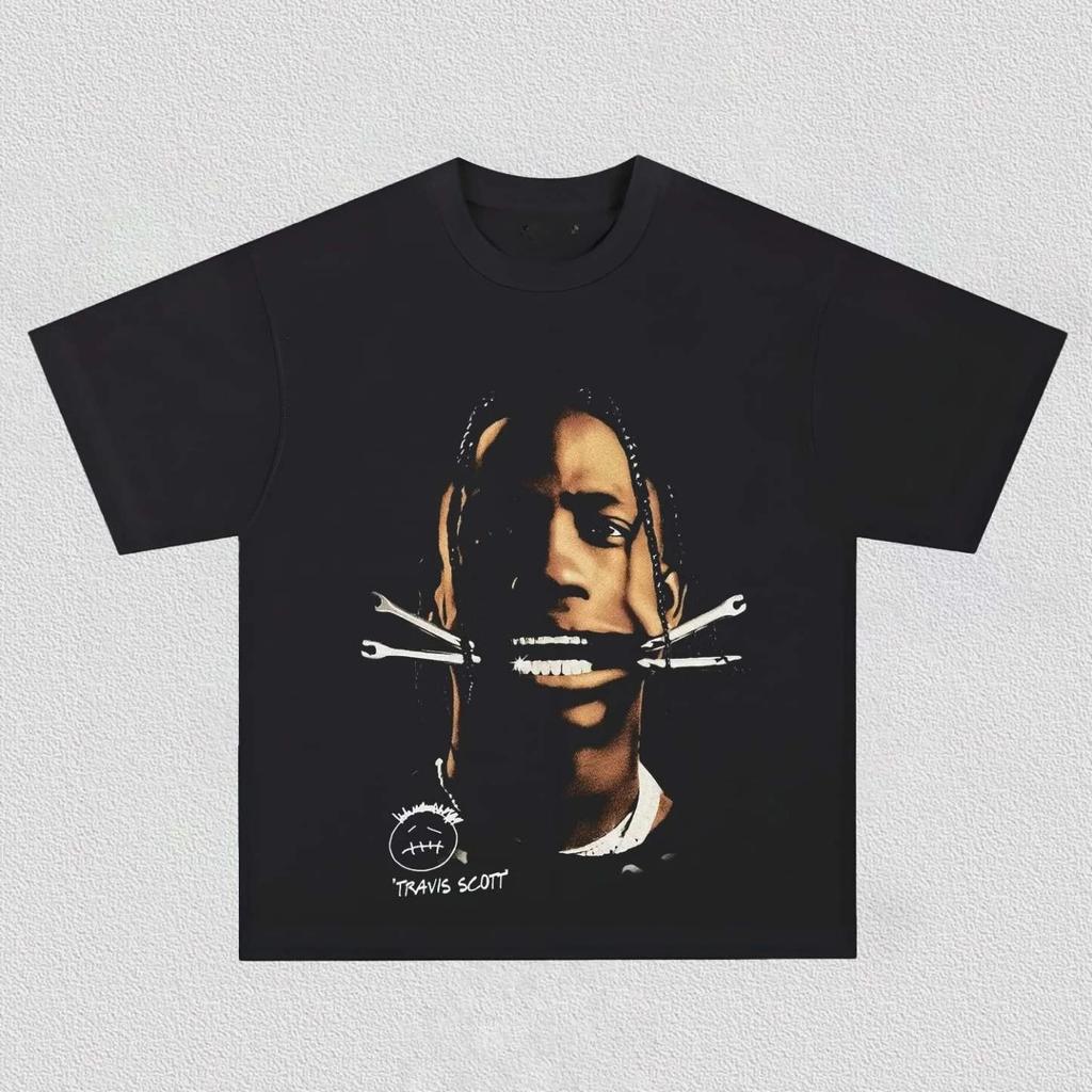Футболка Travis Scott с узором Y2K 2026 Новая 100% Хлопок Унисекс Круглый вырез Короткий рукав Хип-хоп Мода Подарок для фаната Футболки