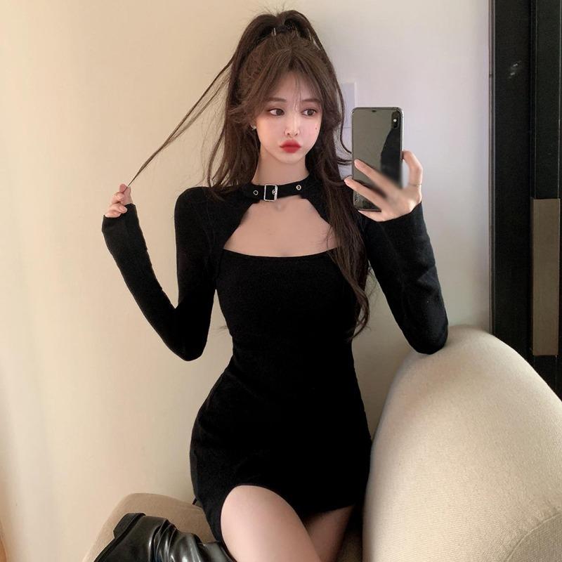 Сплошное женское платье миди, клубное платье, облегающее платье с квадратным вырезом и боковым разрезом, облегающее вечернее платье с вырезом