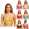 Belly Dance Disco Clubwear for Womens S-3XL - Shiny Sequin Tassel Bra Top Swing Fringe No-pad Wireless Bralette