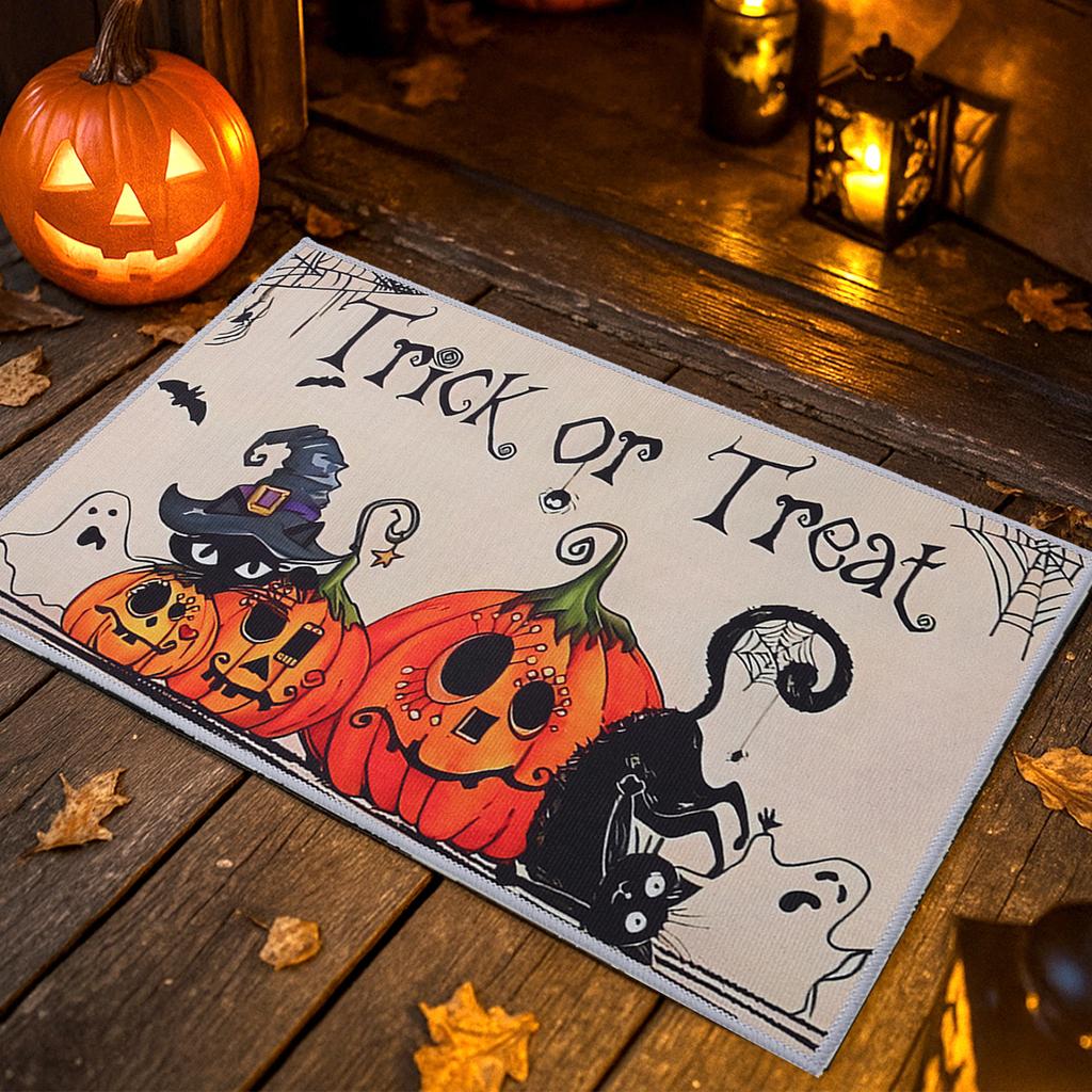 Halloween Crystal Velvet Doormat Halloween Theme Party Decoration Kids Favor Pumpkin Ghost Doormat Trick or Treat Party Supplies