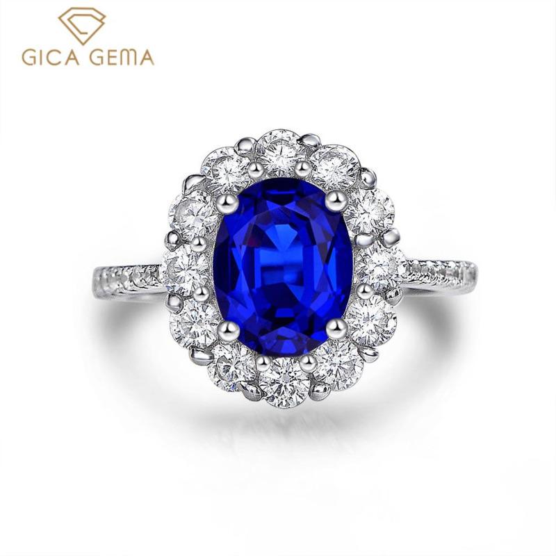 Gica Gema Кольца из стерлингового серебра 925 пробы с сапфирами и цирконами, драгоценные камни для женщин, сверкающие свадебные ювелирные украшения