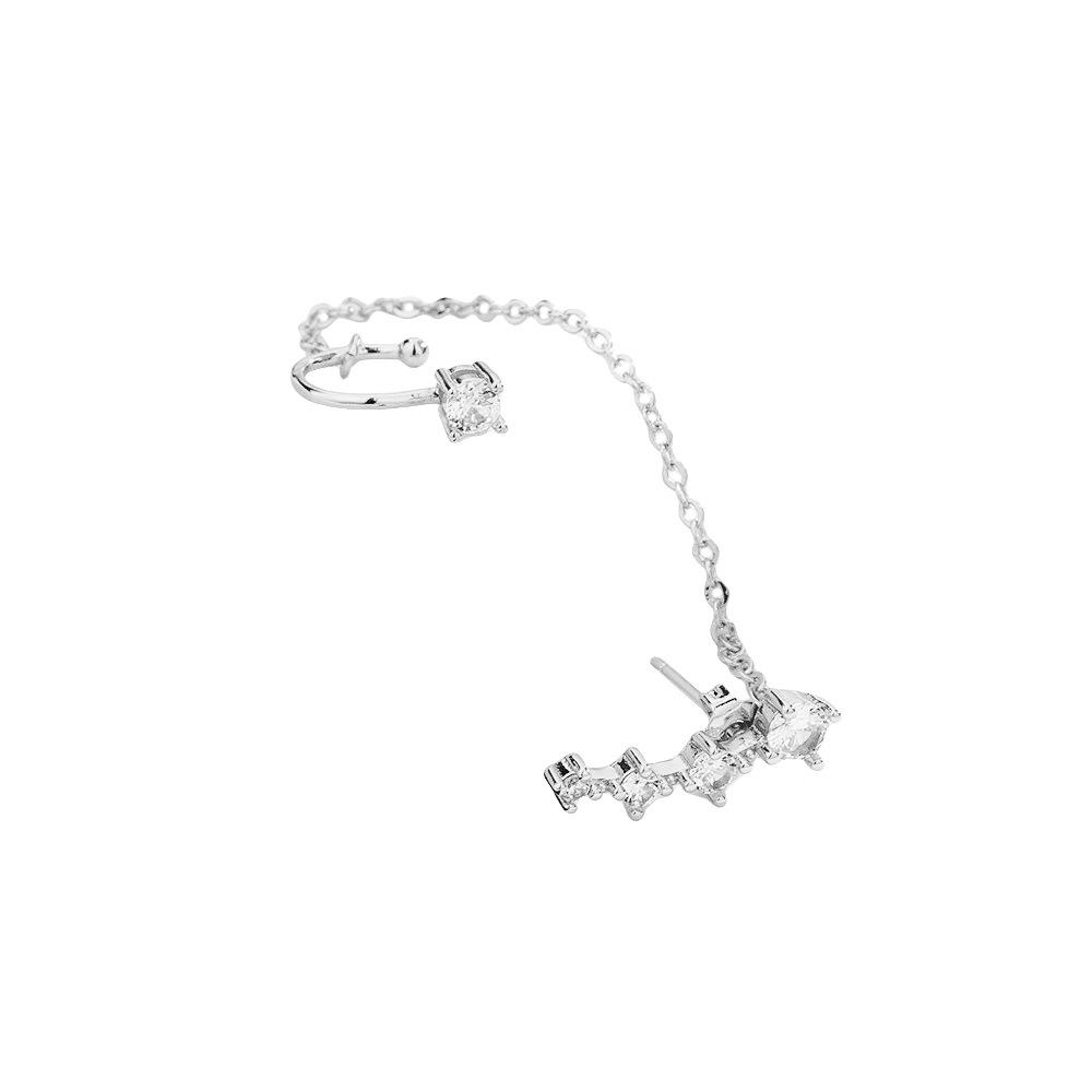 Long Chain Integrated Diamond-Encrusted Stud Earrings, Earclip Size, Zircon Earrings, Earbone Clip, Millennium Spice Girls Earrings Wholesale.