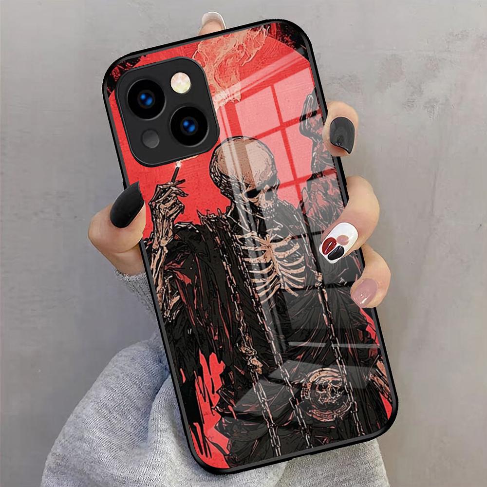 Чехол для телефона S-Череп S-Скелет Жнец Для IPhone 17 Pro Max 16 15 14 Pro Max 13 11 X Xs Xr 8 7Plus Стеклянная Крышка