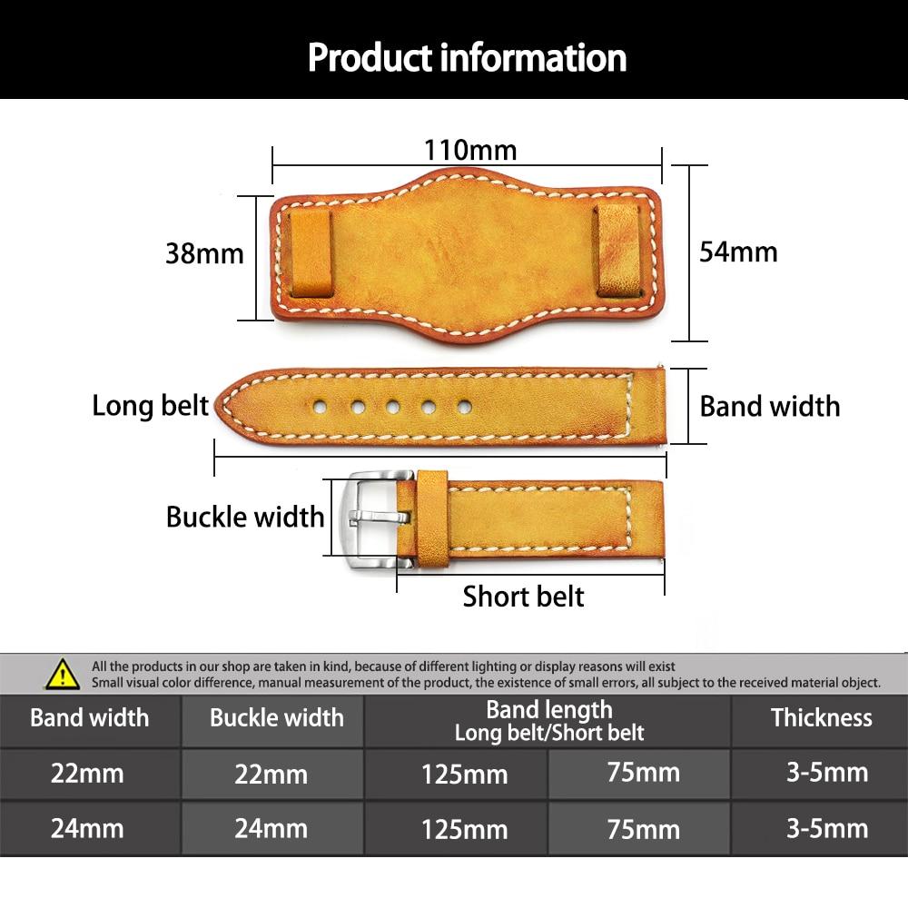 Кожаный ремешок для часов 20 мм, 22 мм, 24 мм, ремешок для часов с ковриком, защита запястья, желтый, красный ремешок для часов для Fossil