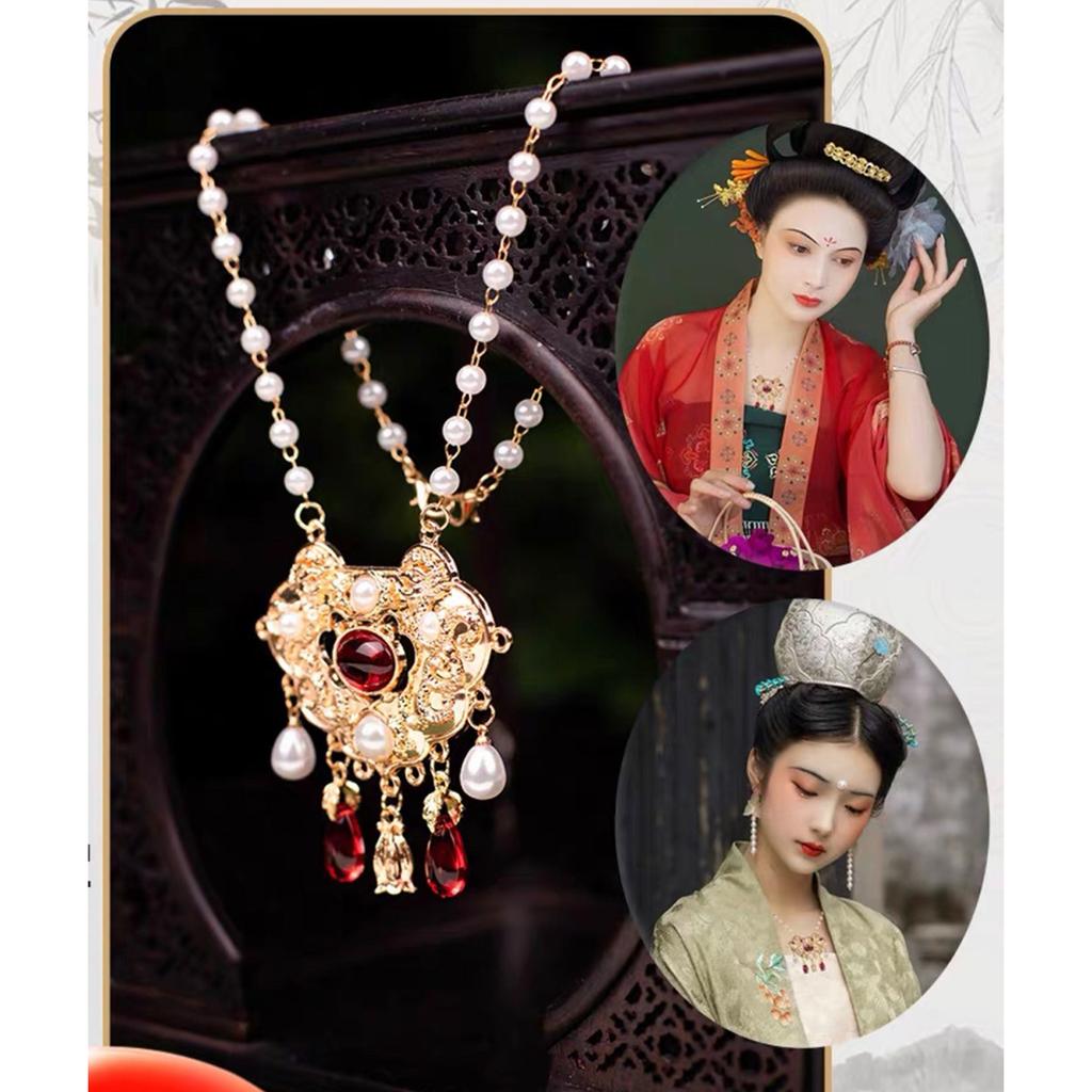 Стильное китайское ожерелье с кулоном в виде старинного колокольчика. Искусно выполненный аксессуар для ожерелья, идеально подходящий для любителей ханьфу.