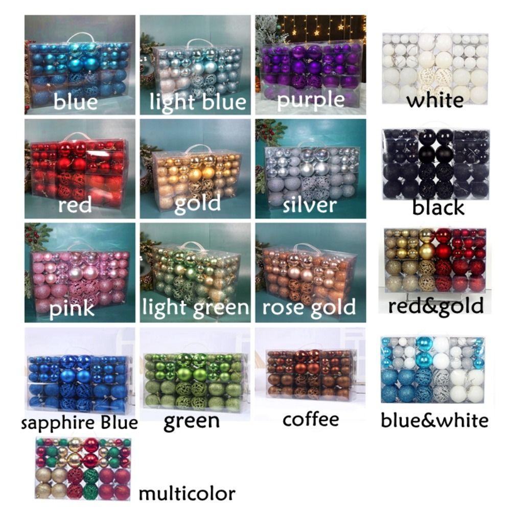 100pcs/box Plastic Xmas Tree Decorative Ball Shatterproof Christmas Ball Gift Box New Year