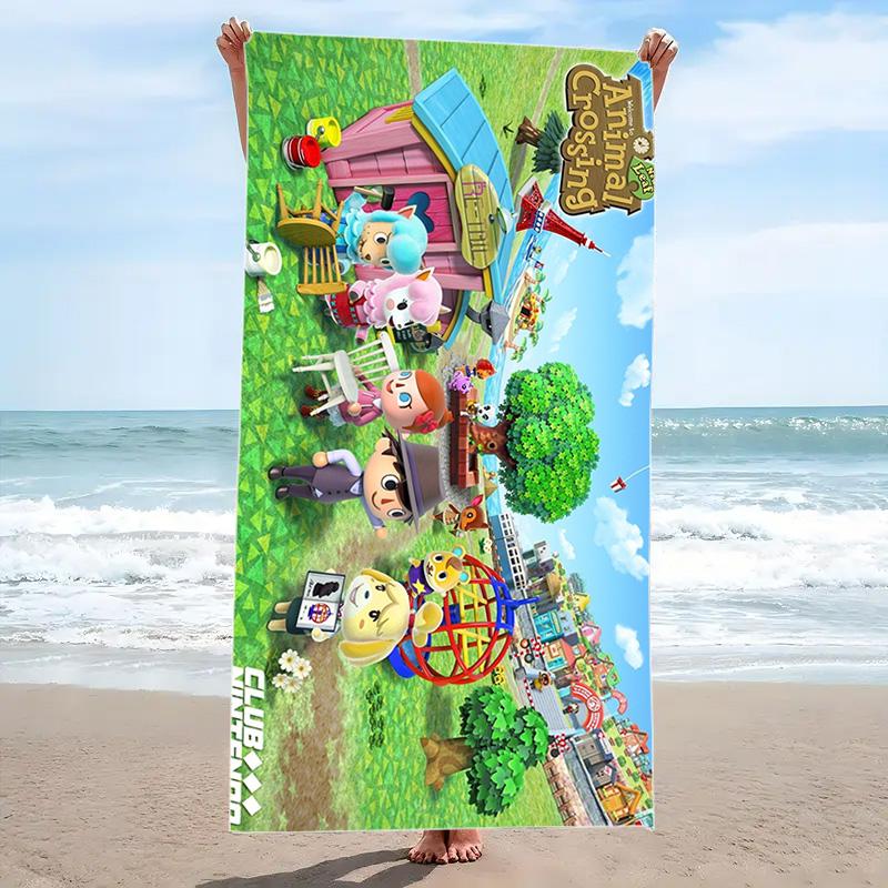 Animal Crossing Print Beach Towel, Large Soft Quick Dry Towel for Beach Camping Swimming