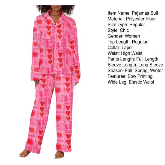 2 шт./комплект пижамы ко дню святого валентина с бантом и лацканами на пуговицах с длинным рукавом рубашка эластичная
