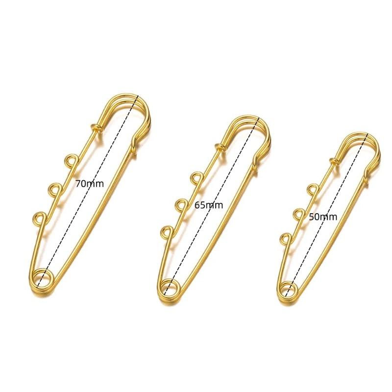 20pcs Heavy Duty Safety Pins Metal Brooch Pin Kilt Fasteners with 3 Loops for DIY Crafts Jewelry Making Arts Sewing Clothes
