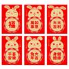 6Pcs Bright Color New Year Red Bag Traditional Cute 2023 Rabbit Zodiac Envelope