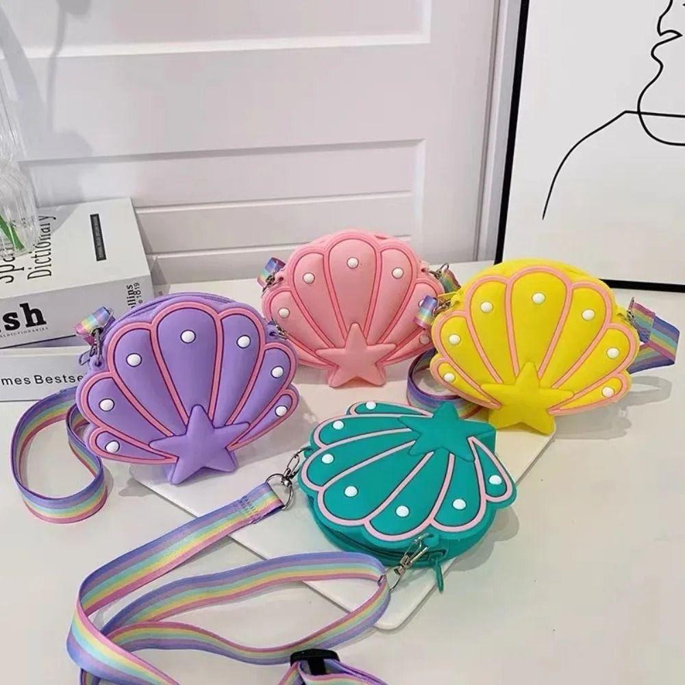 Water-proof Shell Coin Purse Soft Seashell Crossbody Pouch Portable Silicone Shell Bags Travel