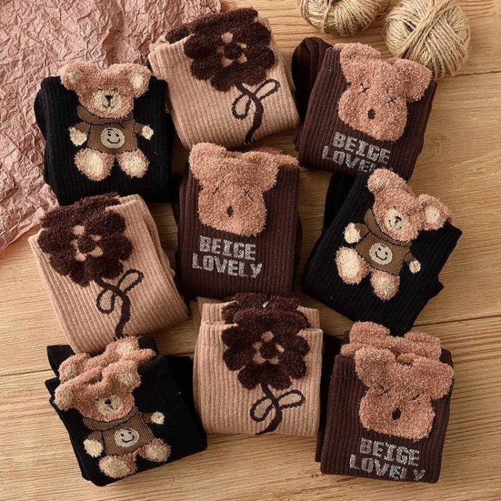 Bear Cotton Socks Cotton Middle Tube Socks Comfortable Bear Socks