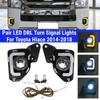 Pair Left &Right Car LED DRL Daytime Running Lights Fog Lamps with H11 Bulbs 6000K~6700K For Toyota Hiace 2014-2018