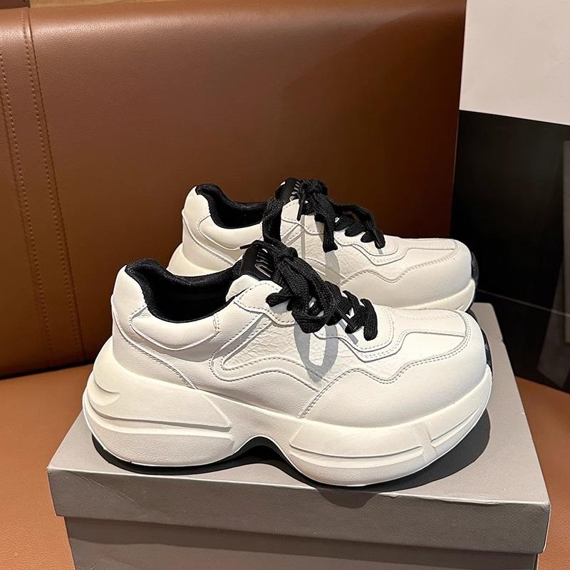 Папины кроссовки женские осенне-зимние новые толстая подошва увеличивают рост и показывают рост, маленькие белые кроссовки спортивная и повседневная обувь женская