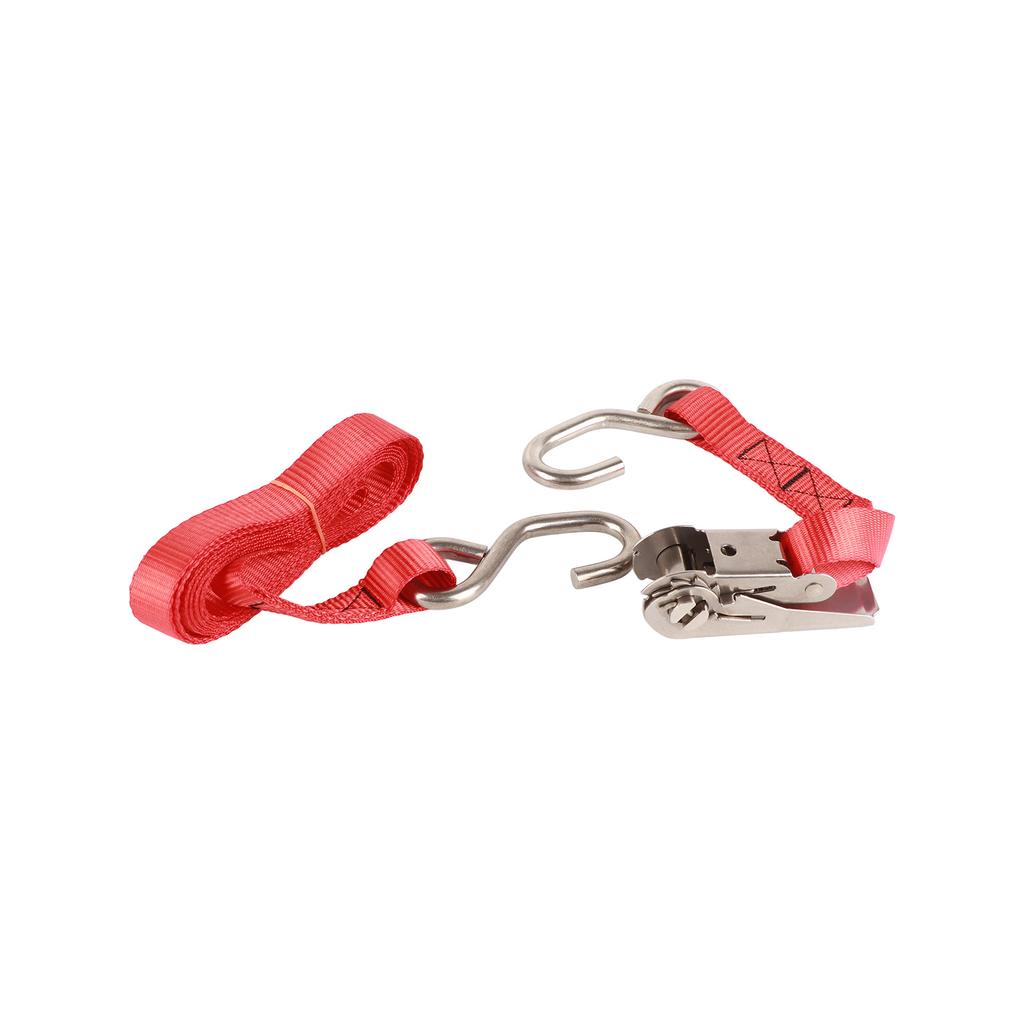 1in 25mm Ratchet Tie Down Straps Red Rust Proof Ratcheting Securing Straps for Vehicle Ship