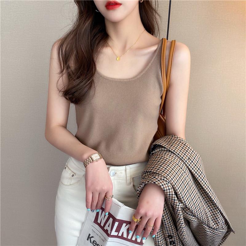 Вязаный жилет женский костюм с базовой рубашкой лето новый белый дизайн халтер топ spice girl