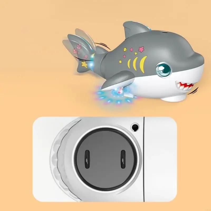 Non-Toxic Electric Shark Model Car Blowing Ball Robot Swing Tail Led Lights Music Interactive Entertainment Toys For Kids Baby Children