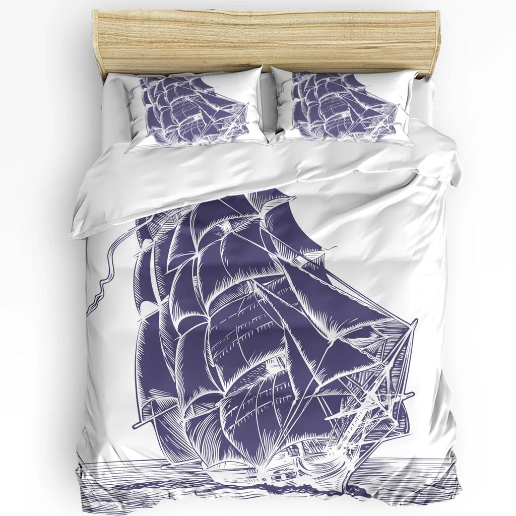Tropical Arbor Pirate Ship Plank Duvet Cover 3pcs Bedding Set Home Textile Quilt Cover Pillowcases Bedroom Bedding Set No Sheet