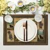 4pcs, Country Cottage Bear Deer Placemat 4pcs Set, Vintage Cottage Pine Cone Plaid Placemat, Dining Table Mats Home Kitchen Decoration