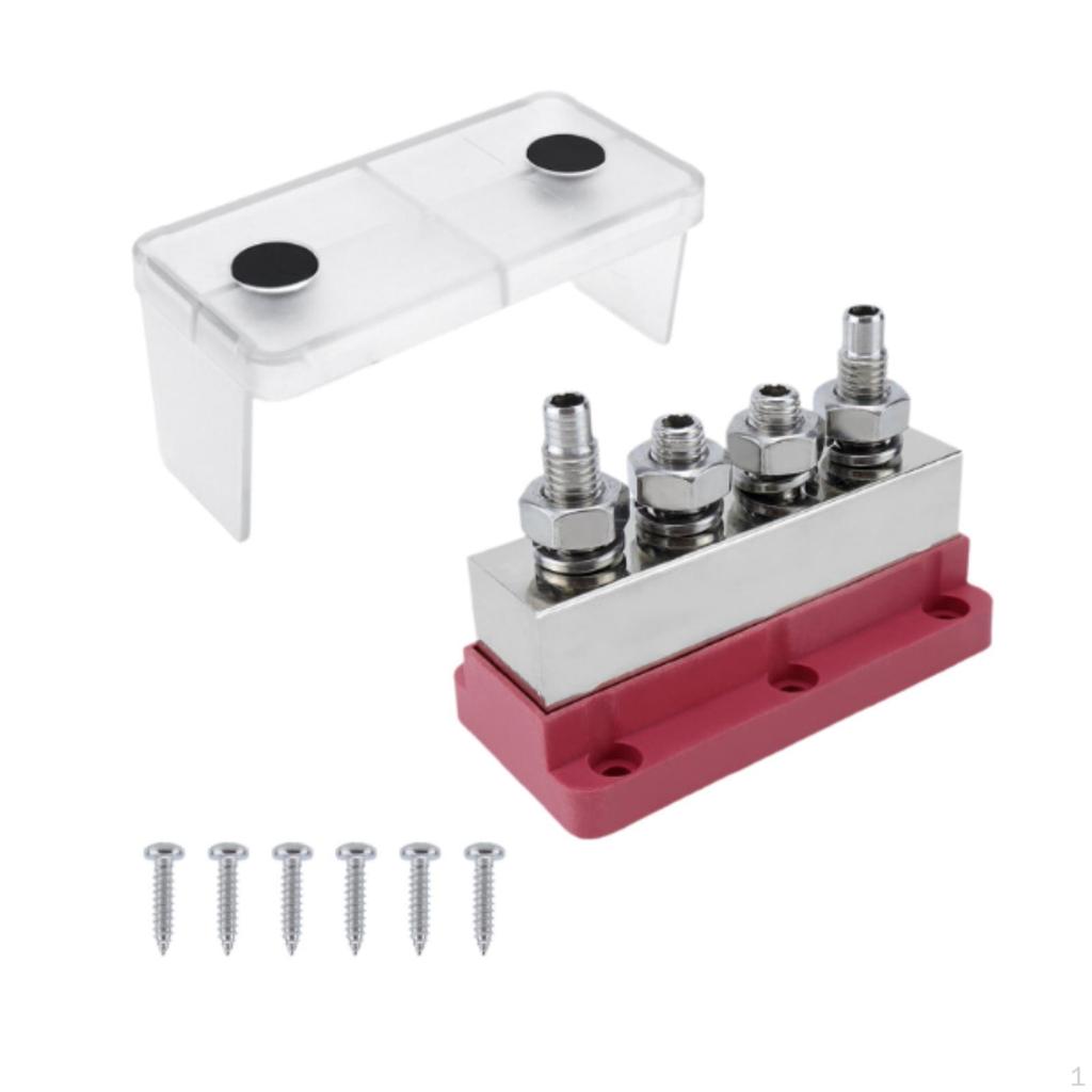 600A Battery Ground Buss Bar Terminal Block for RVs And Cars 12V-48V with Protective Cover