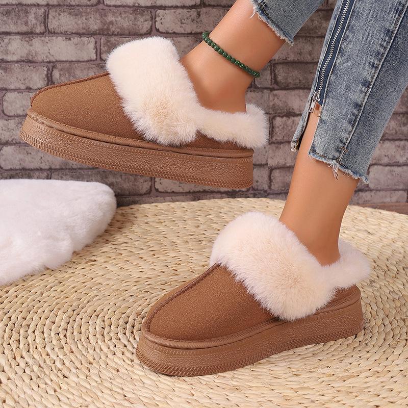 Женские зимние ботинки большого размера с круглым носком и толстой подошвой, повседневные короткие теплые домашние ботинки из хлопка с толстым бархатом, однотонные, 36-42