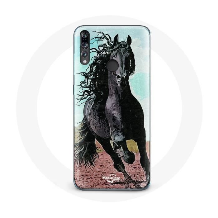 Coque - Huawei - P30 Lite - Souple - Noir - Cheval Frisonne