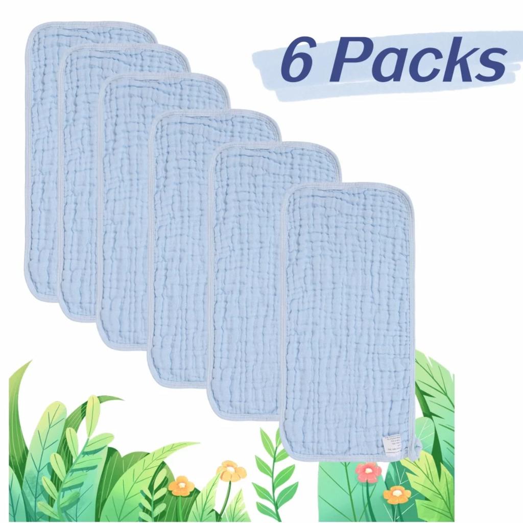 6 шт./упак. 10×20 дюймов, шестислойное детское полотенце для мытья лица, квадратное полотенце с пузырьками, мягкое впитывающее воду однотонное квадратное полотенце, детский нагрудник