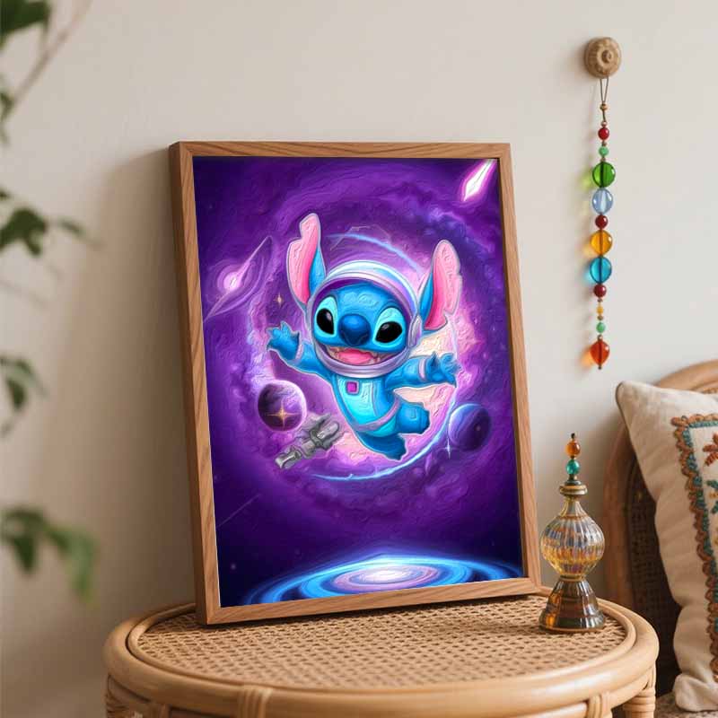 Disney digital oil painting Stitch galaxy space painting art handmade diy home decorations