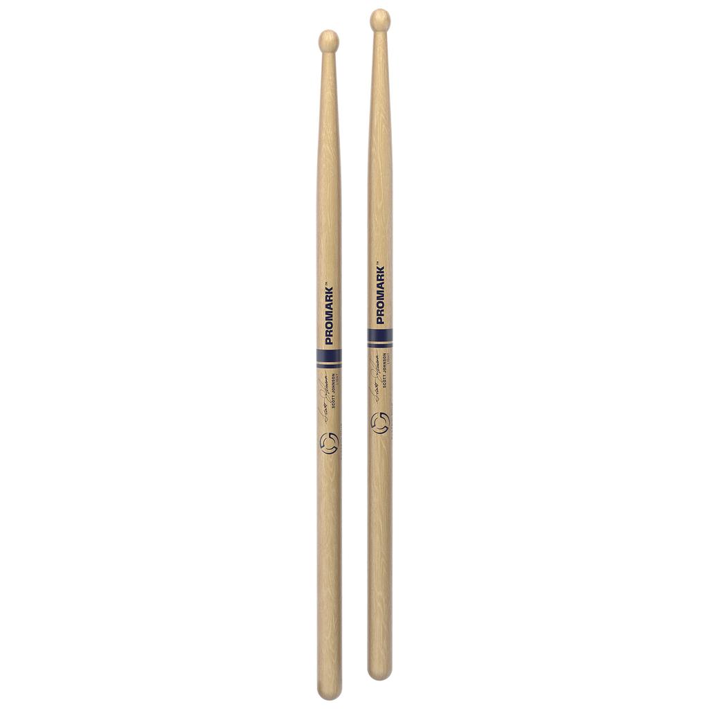 PROMARK Scott Johnson Signature Series Marching Snare Light Hickory Round Wood Tip TXDC17IW x Drumsticks, (428.6mm 16.5mm)