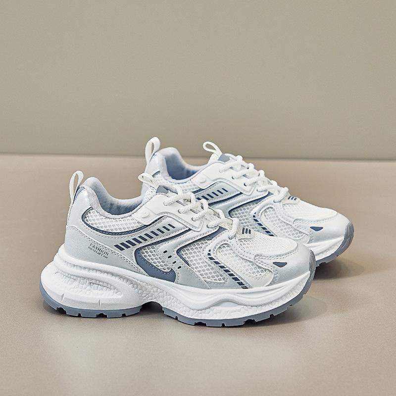 Повседневные женские кроссовки. Массивные теннисные туфли. Легкая сетчатая обувь из искусственной кожи. Дышащая нескользящая прогулочная обувь на шнуровке. Женские тренировочные кроссовки для бега.