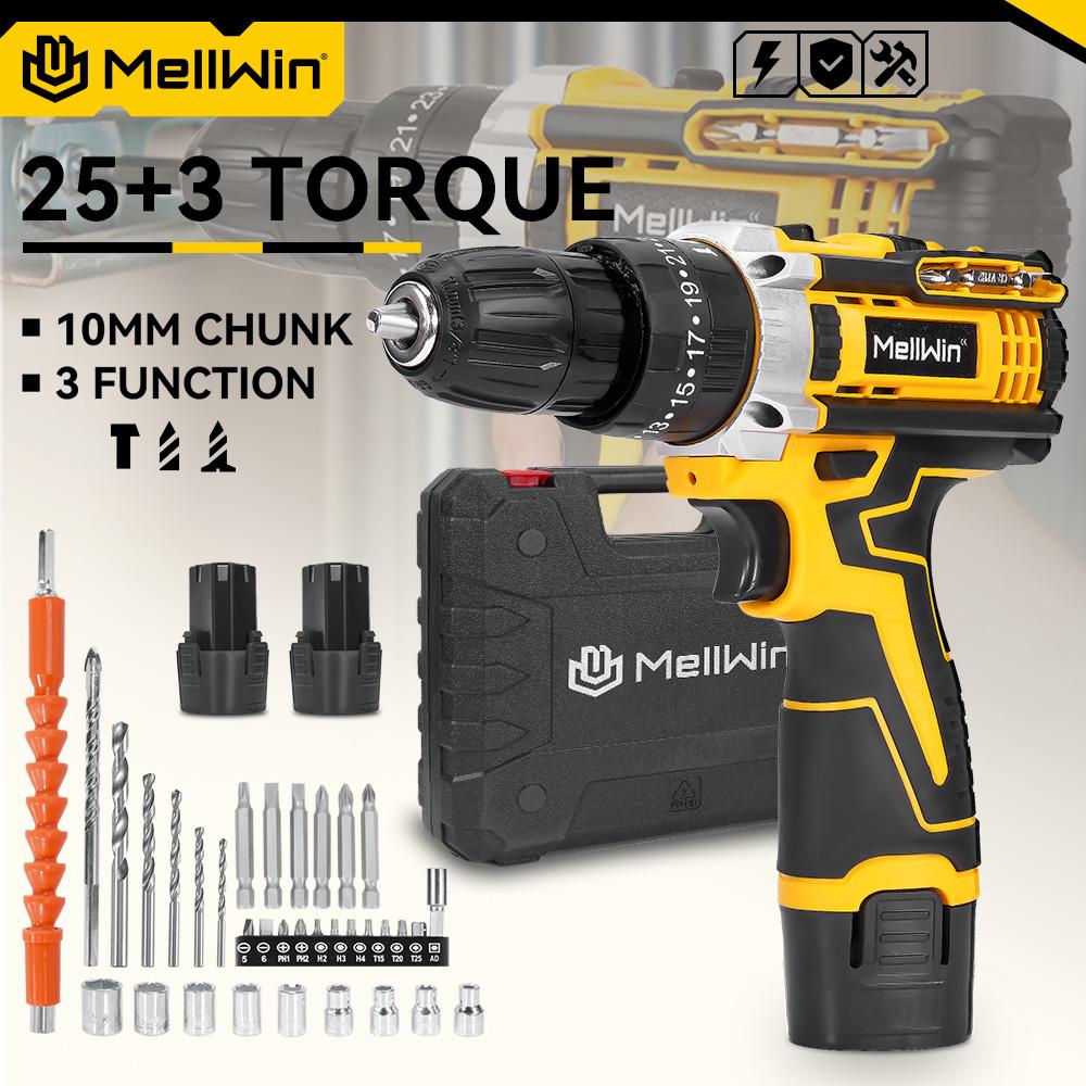 MELLWIN 38 Н.м крутящий момент электрическая ударная дрель многоцелевой аккумуляторный электрический шуруповерт DIY электроинструмент для Makita 18 В аккумулятор