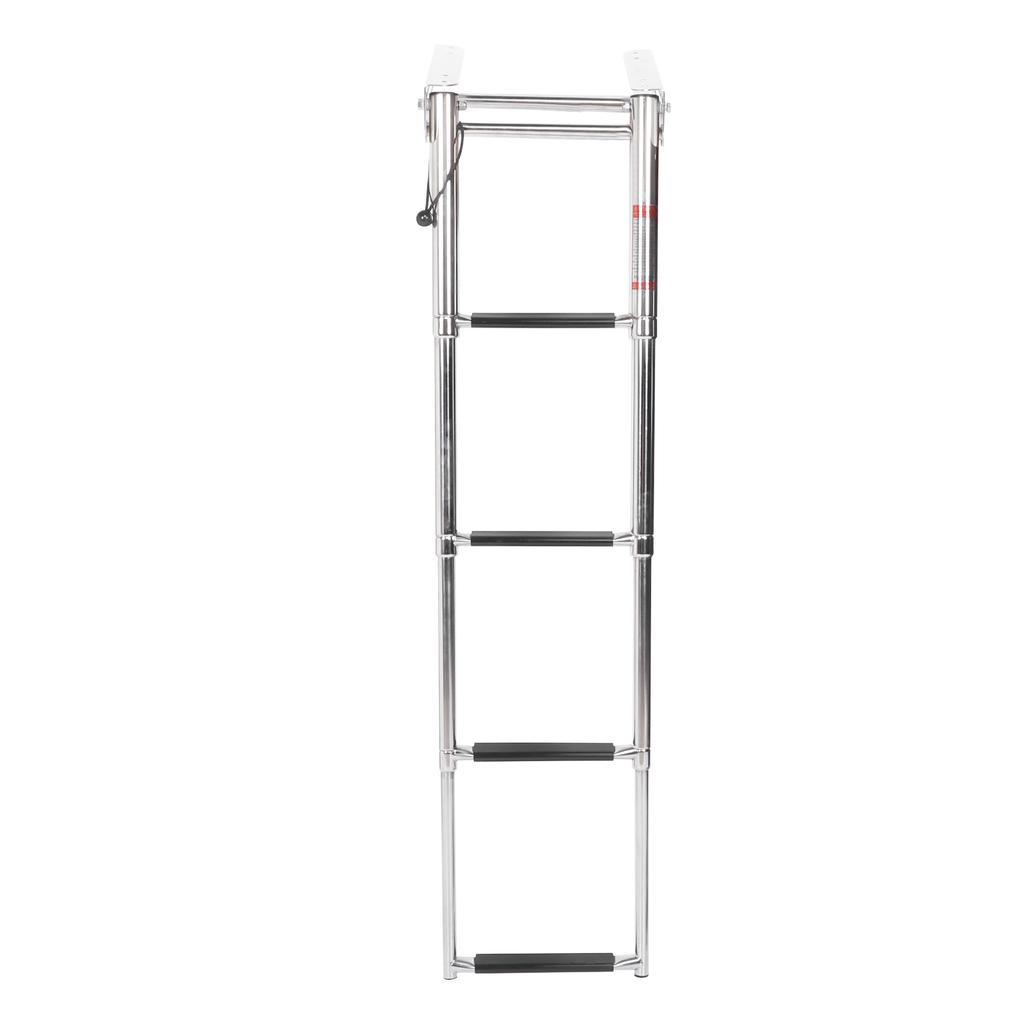 4‑Step Deck Ladder Folding Telescopic Boat Stair Pedal 304 Stainless Steel W Retaining Rope