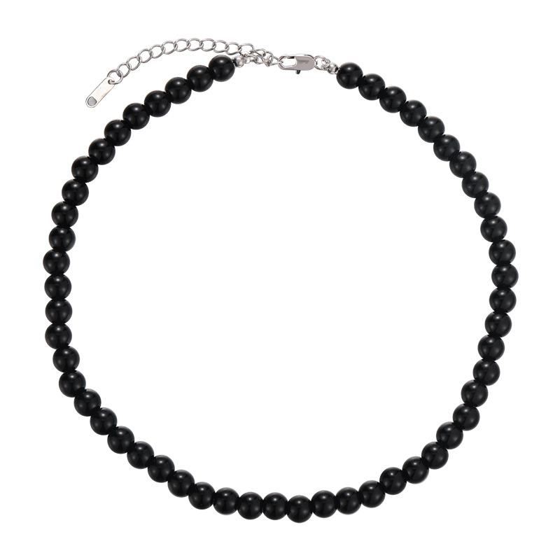 Черное стеклянное ожерелье из бисера, легкое роскошное холодное ветровое крутое шикарное колье-колье для женщин