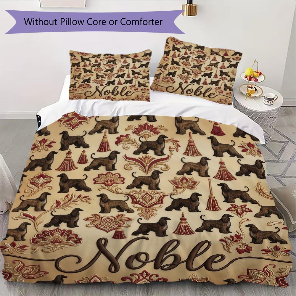 Classical Hound Painting Pattern Bedding uilt Set uilt Cover Pillowcase Home Decoration Birthday Gift (1 * duvet cover + 2 * pillowcase without core)