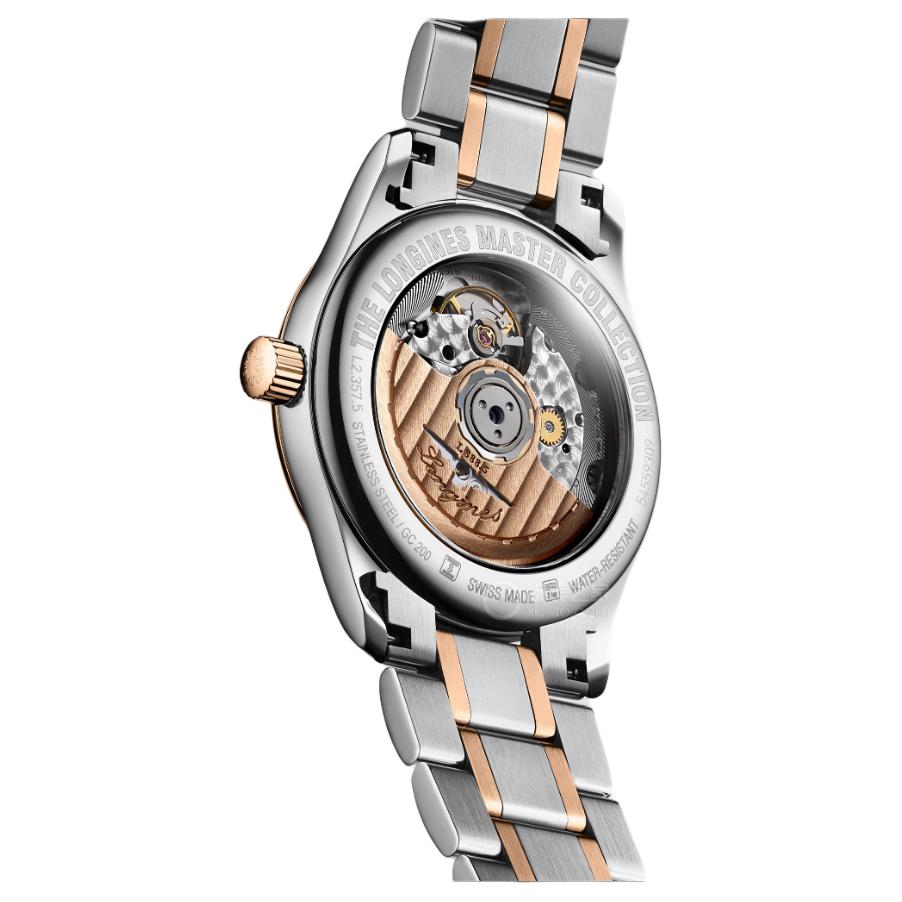 Longines Автоматический механический механизм серии Master Водонепроницаемость 30 метров Женские часы 34 мм Серый циферблат Корпус из нержавеющей стали Золотой ремешок L2.357.5.70.7