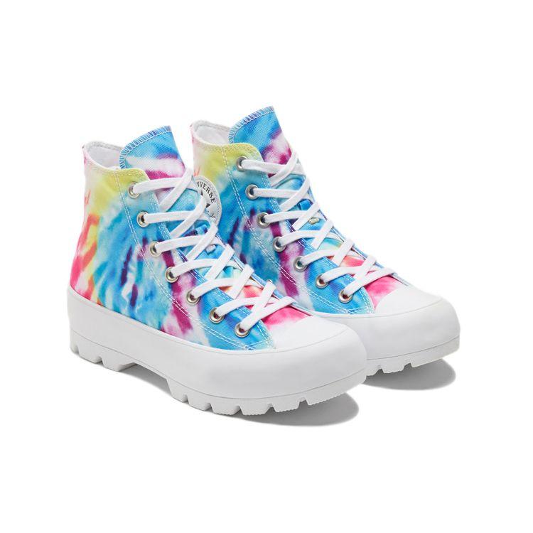 Converse Chuck Taylor All Star Удобные Трендовые Высокие Кеды из Канваса Радужный Тай-Дай Женские Кроссовки 572461C
