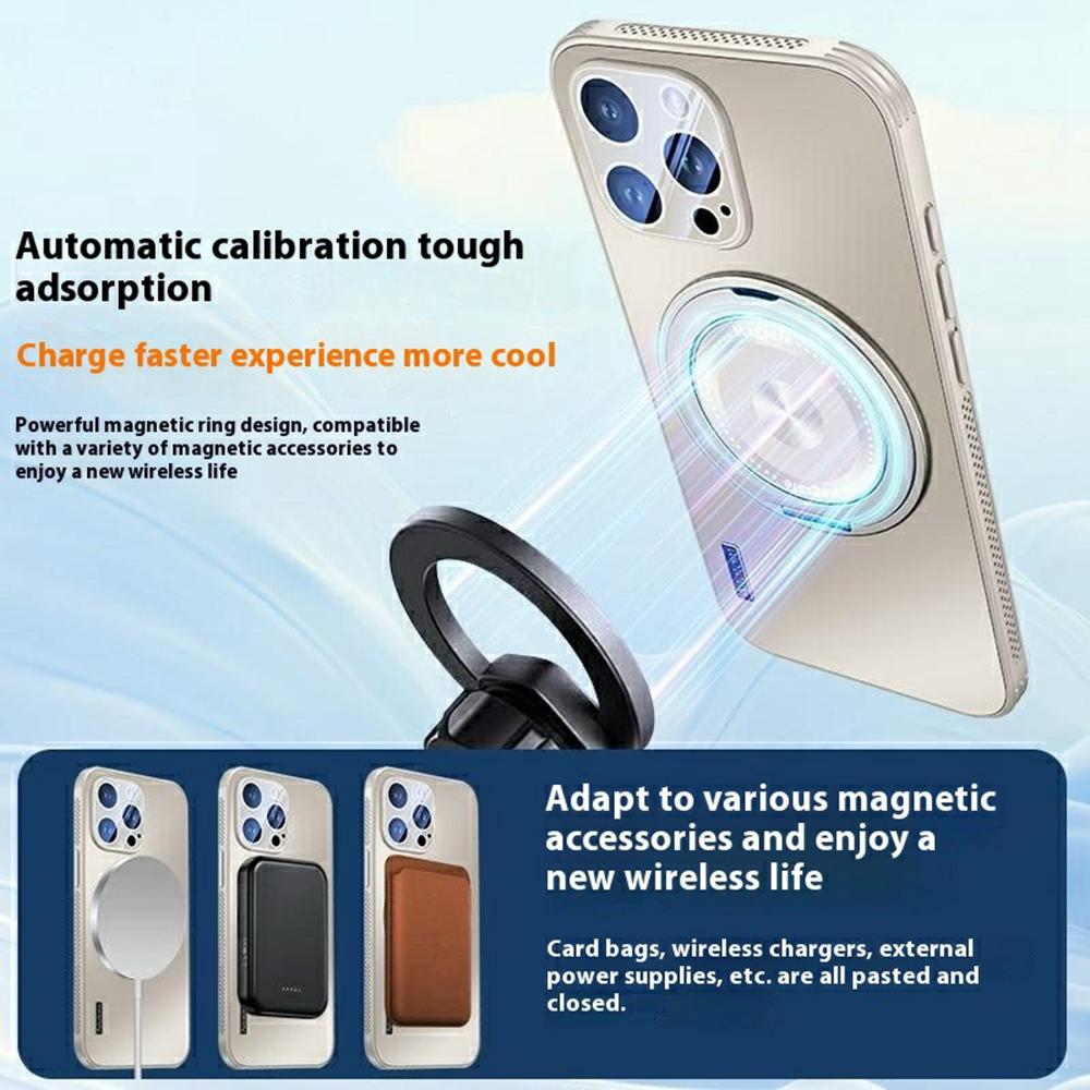 For iPhone 14 Pro Max Case Compatible with MagSafe Kickstand TPU+PC Heat Dissipation Phone Cover