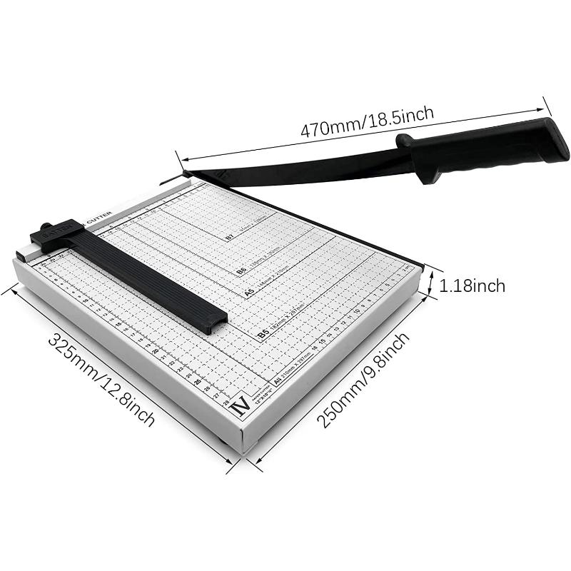 A4 Paper Cutter, Guillotine Paper Trimmer 12 Inch Cut Length Heavy Duty Stack Paper Slicer with Safty Blade Lock for Cardstock Cardboard Photos