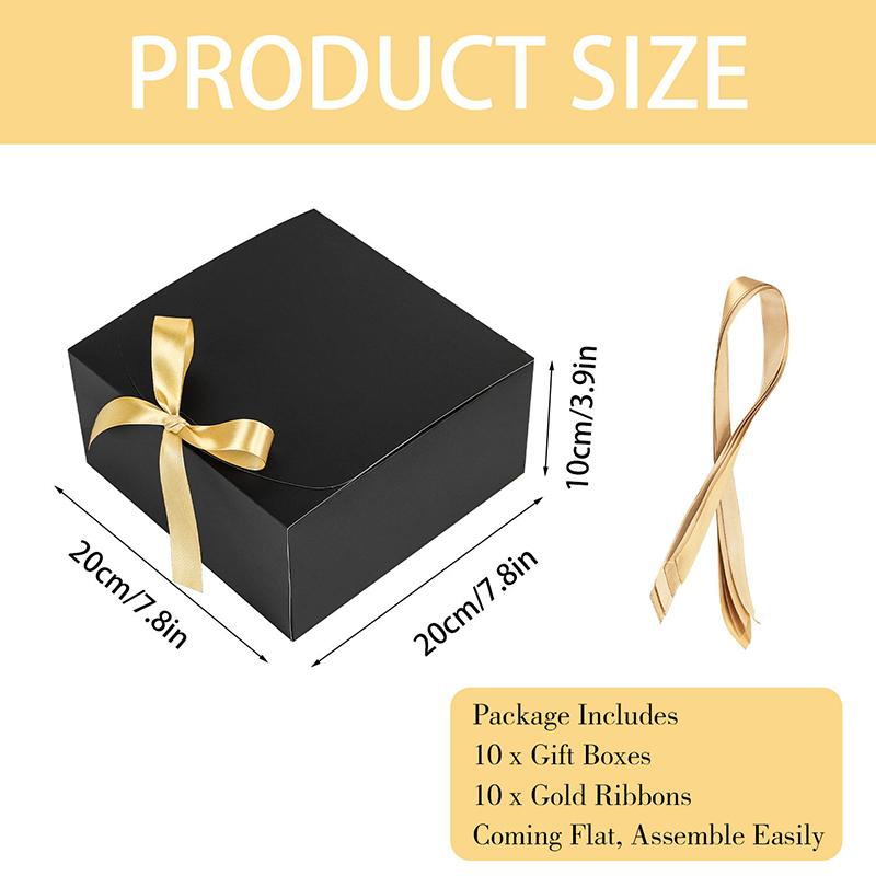 WTEMPO 6 шт 20*20*10 см креативные бумажные коробки с бантом для торта, десерта, кондитерских изделий, подарочные коробки для свадеб, фестивалей, вечеринок, однотонные складные подарочные коробки